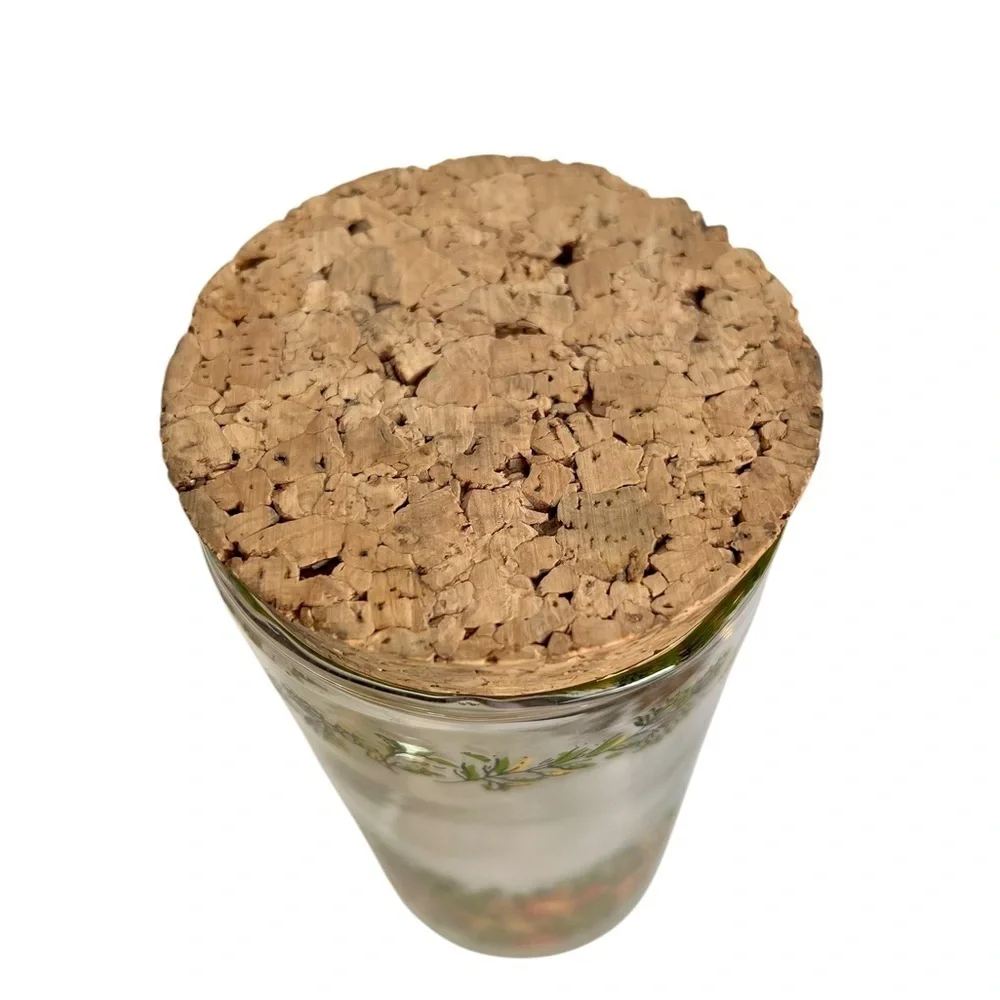 Vintage CorningWare Libbey Spice Of Life Glass Canister w/ Cork Lid 1970s